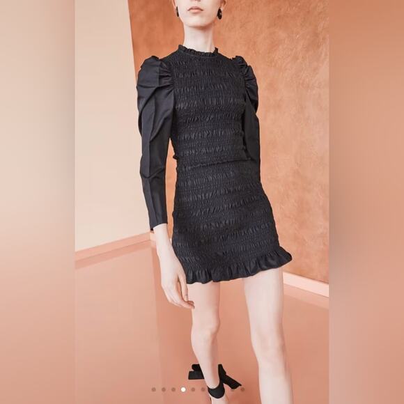 Ulla Johnson Aurele Mini Dress in Noir Black Size 8 - Picture 3 of 10